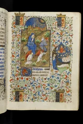 Ms 62 f.86r The Flight into Egypt, from a Book of Hours, c.1418